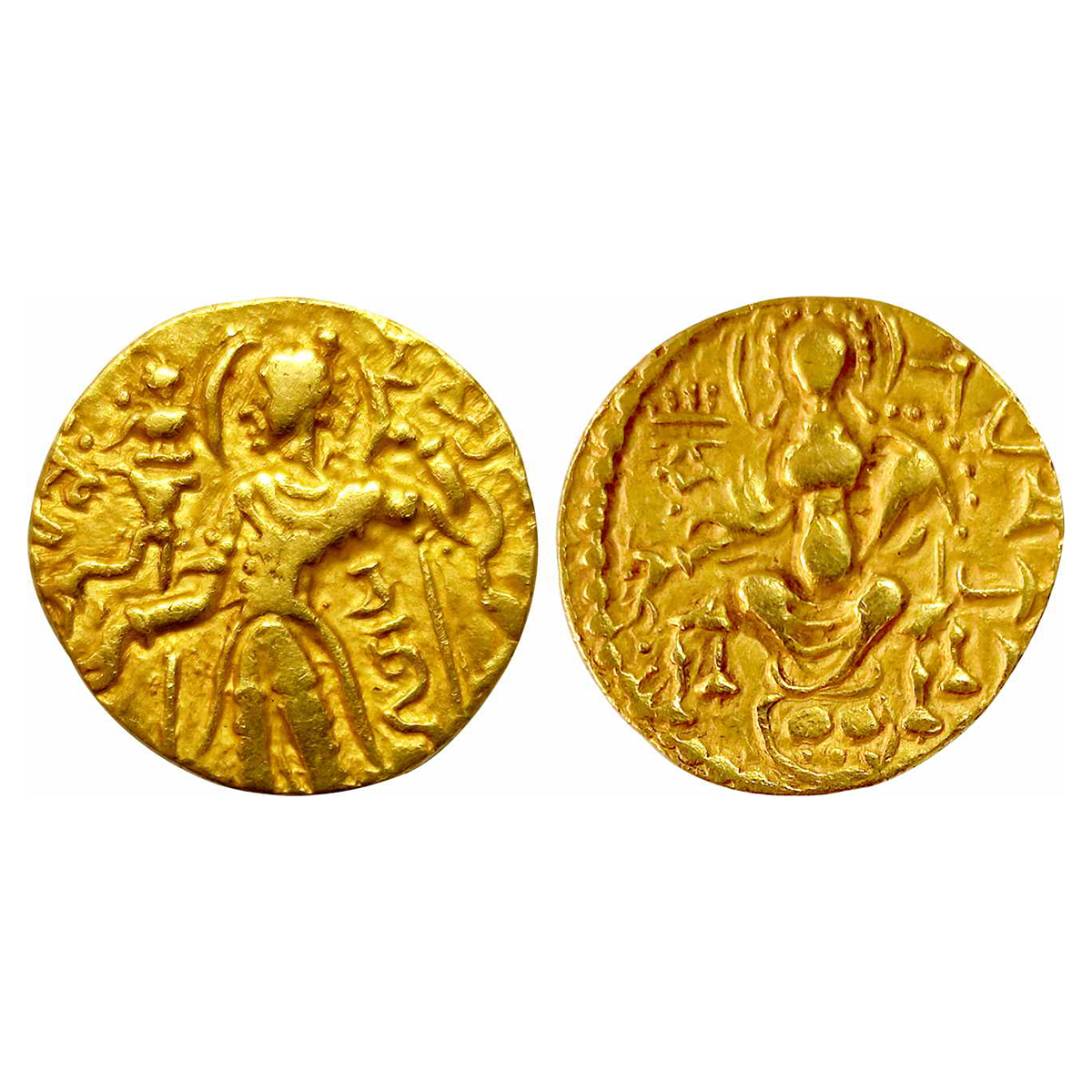 Gupta Empire, Chandragupta I (c. AD 319-343), Gold, 7.69 g, Dinar, “Archer & Goddess on Th