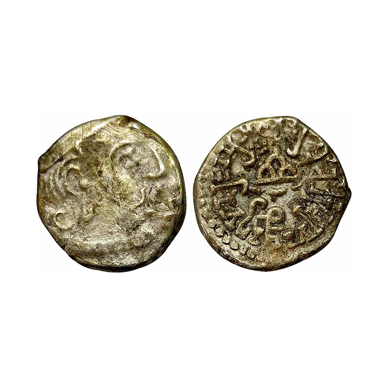 Traikutakas, Dahrasena, son of Indradatta (c. AD 250-300), Silver, 1.62 g, Drachm, Bust of