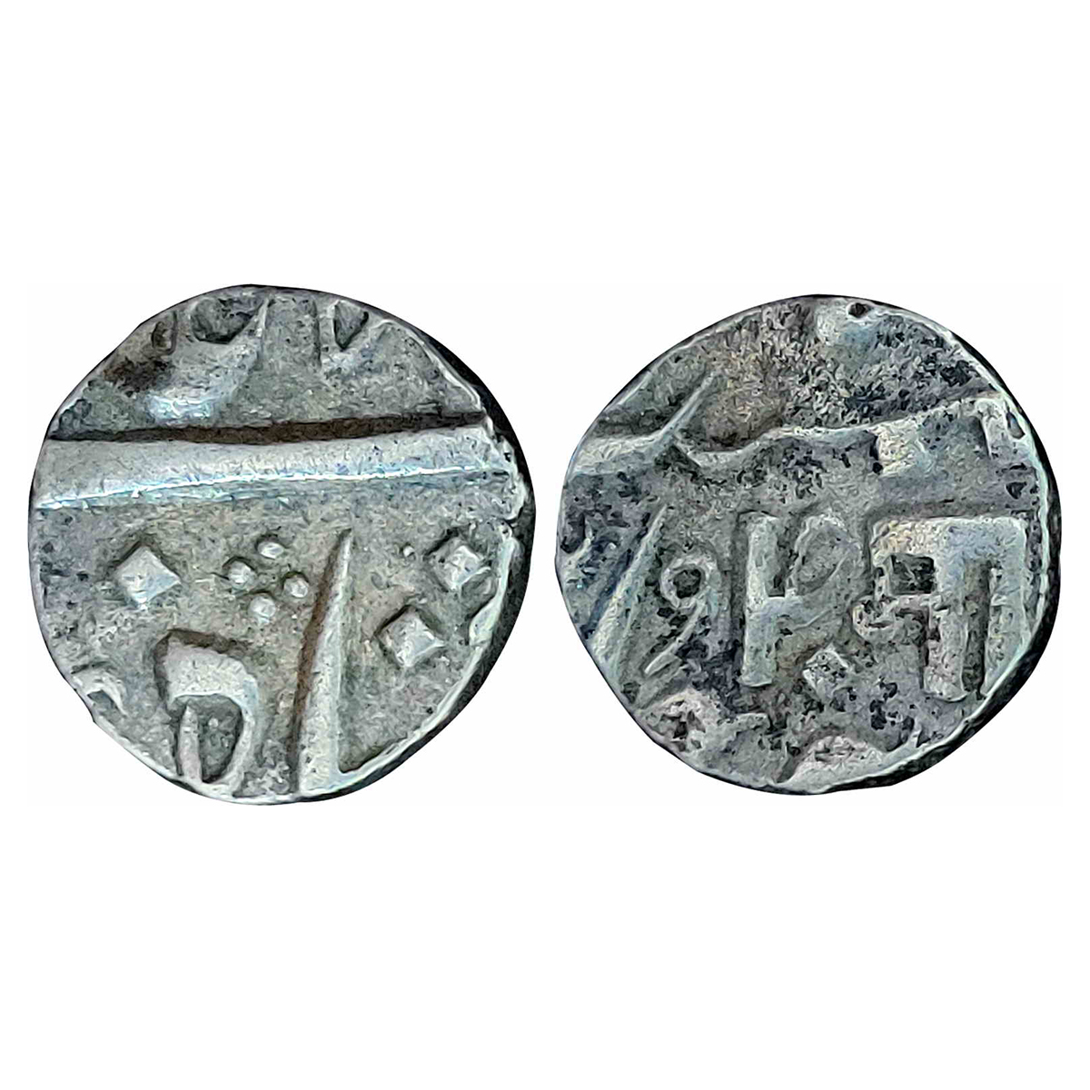 Baroda State, Manaji Rao (AD 1789-1793), Silver, ½ Rupee, with the name of Shah Alam II, N