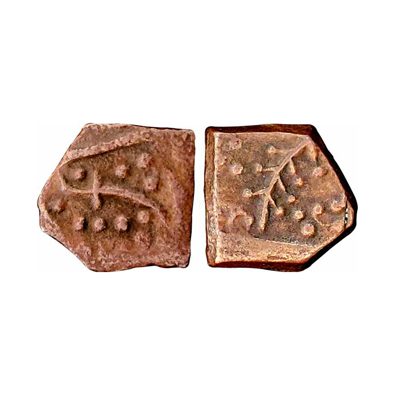 Lunawada State, Dalpat Singh, Copper, 3.55 g, ½ Paisa, Sword type within the dotted border