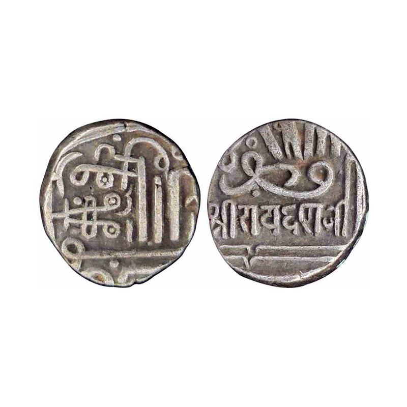 Kutch State, Rayadhanji I (AD 1665-1698), Silver, Kori, with the name if Muzaffar Shah III