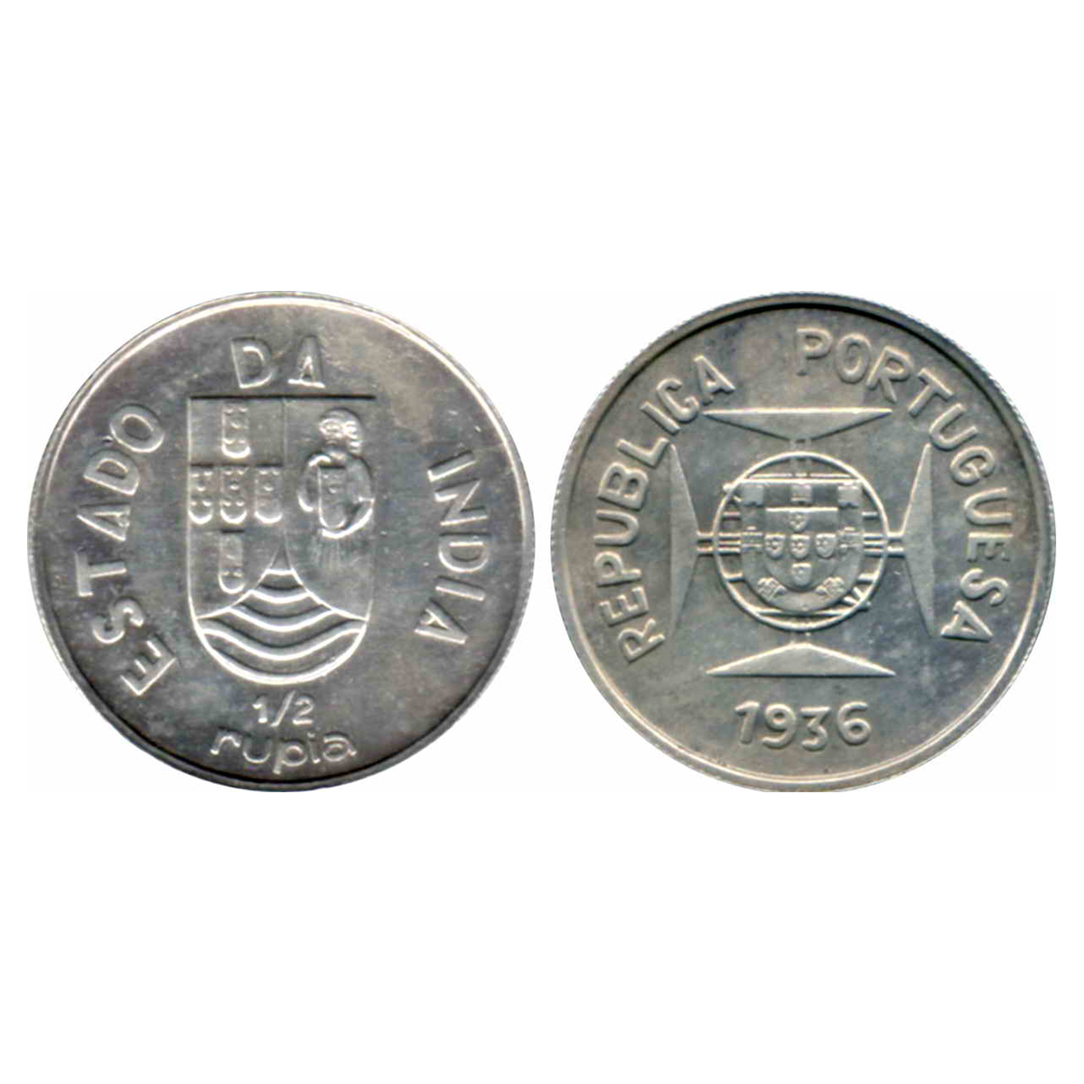 Goa, Republic, Silver, ½ Rupia (½ Rupee), 1936, Goa mint. UNC, Scarce. ...