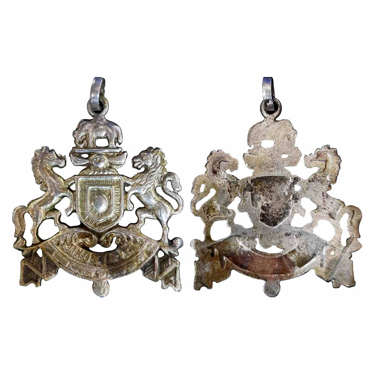 Jind State, Locket, White Metal, 9.76 g, Coat of Arms of the Jind State with English legen