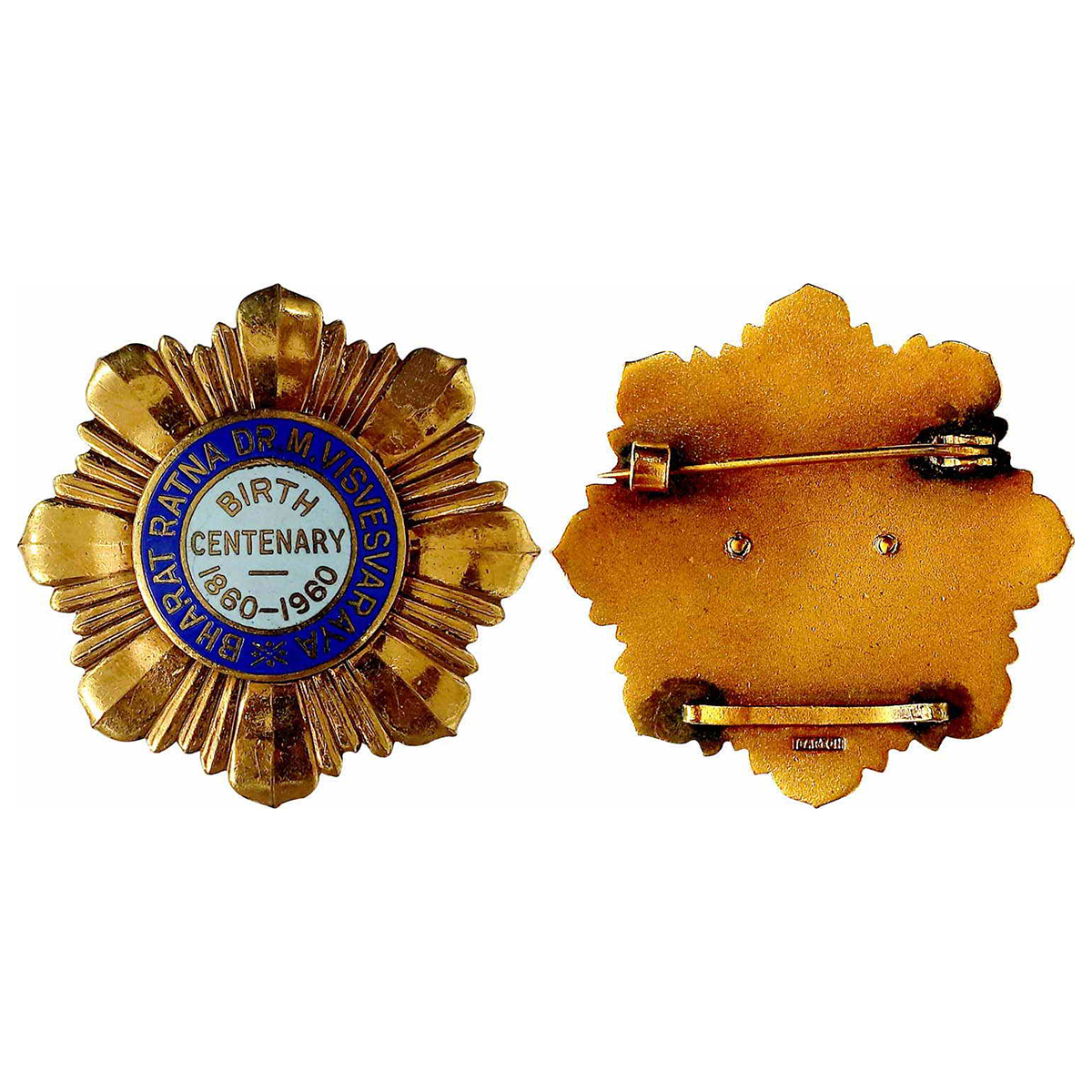 Vishvesvaraya Star, Gold gilt, 31.75 g, British India type Star with the blue enamel in th