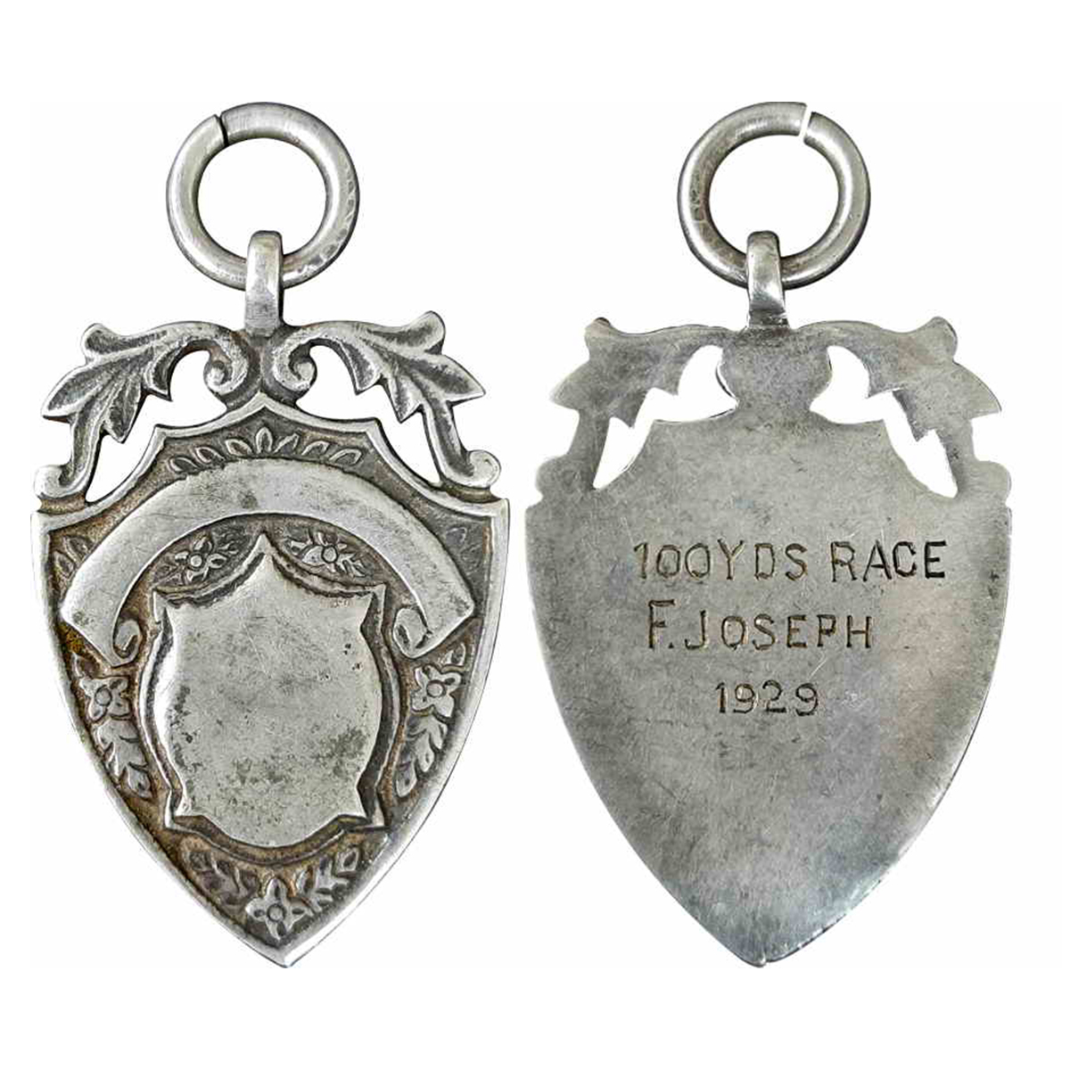 Private Medals, Silver (2), 10.60 g, and 8.36 g, both awarded to F. Joseph for 100 Yards R
