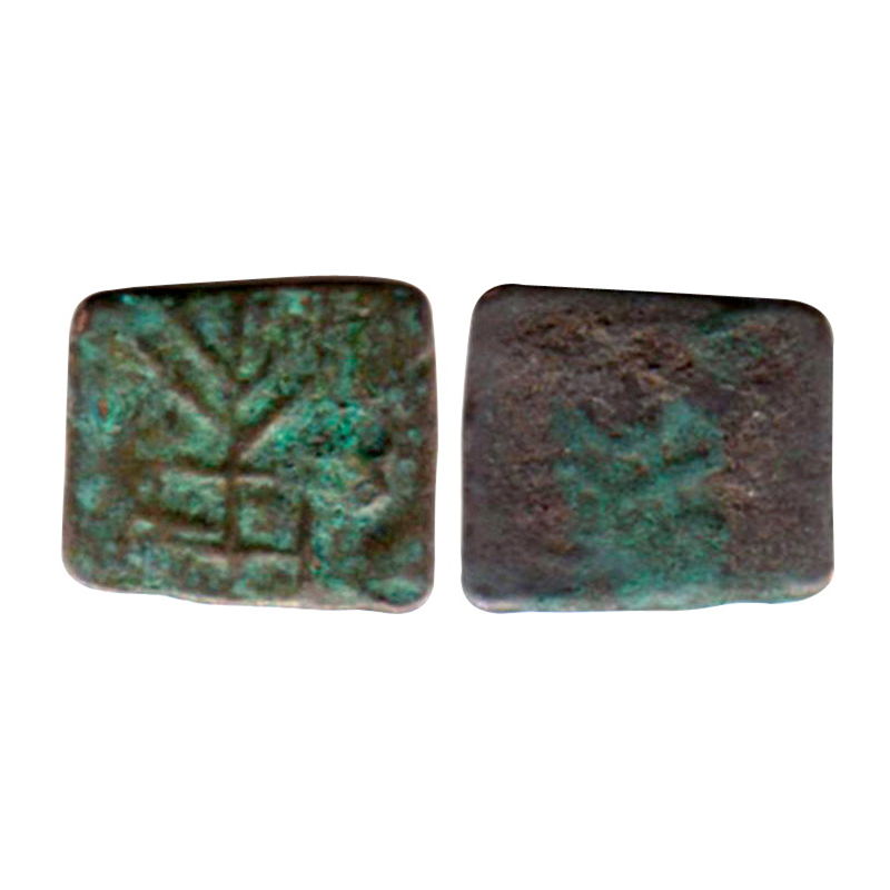 Central India, anonymous, c. 150 BC, Copper, 1.16 g, a tree in railing on obverse, blank r