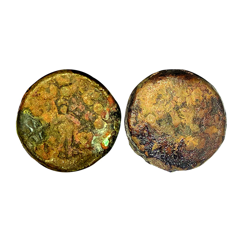 Mitras of Mathura, Suryamitra (2nd century BC), Copper, 7.59 g, Goddess Lakshmi standing o