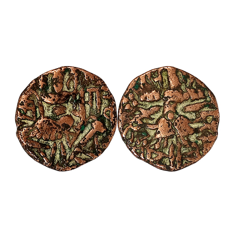 Hindu Kings of Kashmir, Queen Sugandha, Copper, 5.69 g, Drachma. King standing facing fron