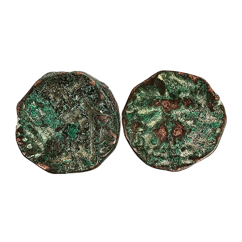 Hindu Kings of Kashmir, Queen Sugandha, Copper, 5.69 g, Drachma. King standing facing fron