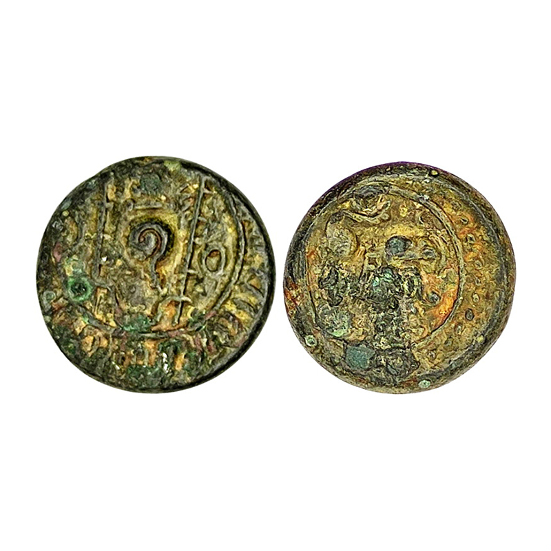 Vishnukundin type, Vidarbha region, c. 700-900 AD, Copper, 3.69 g, a conch shell on obvers