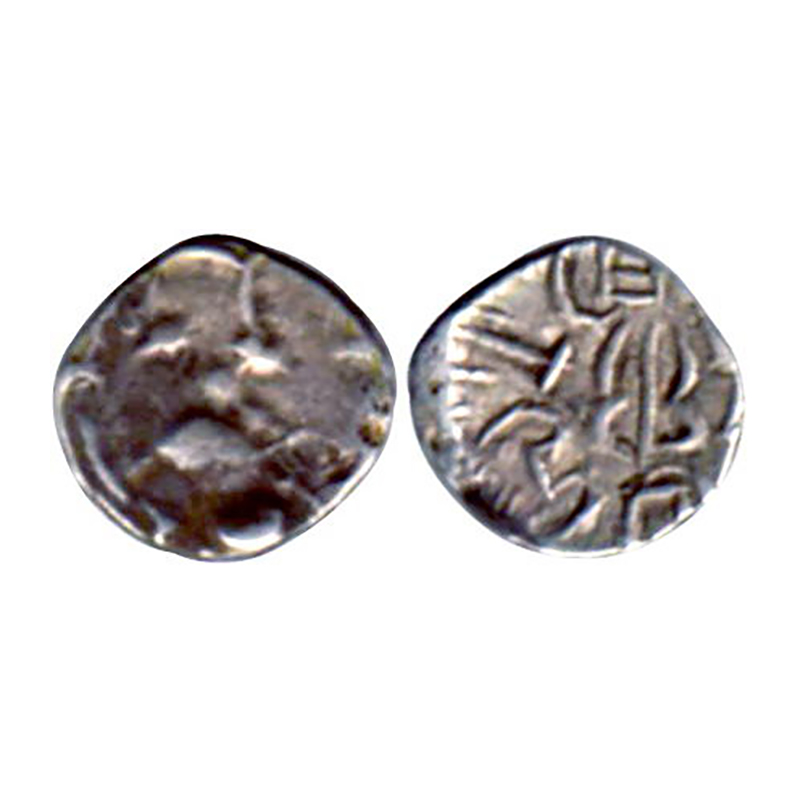 Coinage of Sind, Yashaditya (c. 7th century AD), Silver Damma, 0.52 g. Bust to on obverse,