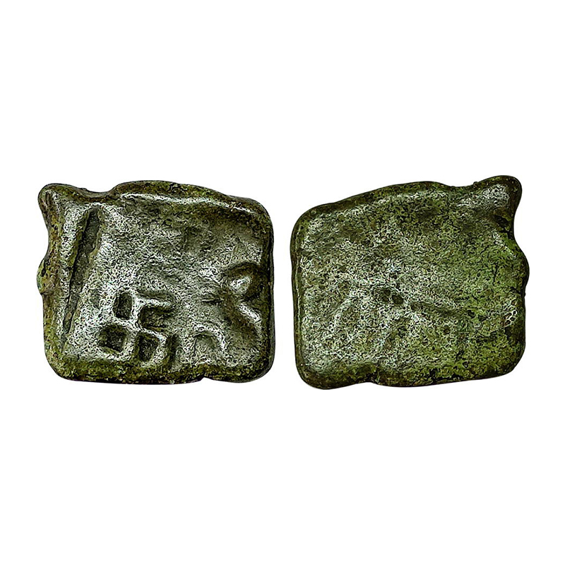 Satavahanas, Satakarni, Copper, 4.43 g, Karshapana, a Lion walking right with upraised tai