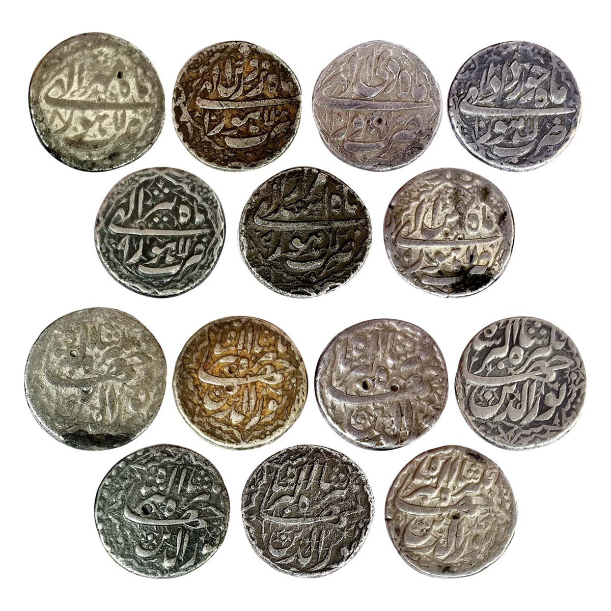 Jahangir, (AD 1605-1627), Silver, Set of 7 different Months of Lahore Mint. Nur-ud-din wit