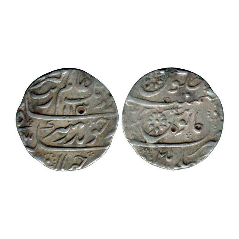 Aurangzeb, Silver Rupee, 11.4 gm, Machhalipatan Mint, RY 44, AH 1122, With a lotus flower 
