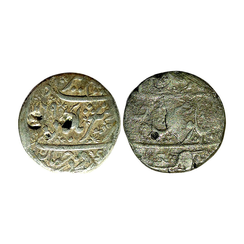 Alamgir II (AD 1754-1759), Silver , 10.66 g, Rupee, Medak Mint, AH 1169. Persian couplet o