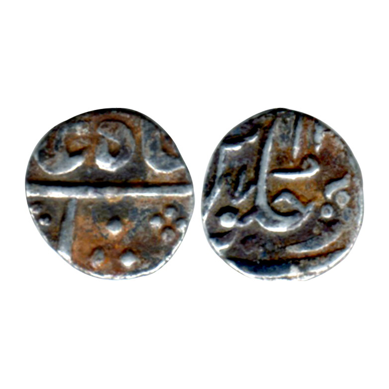 Marathas, Vafghon Mint, Silver, 2.83 g, ¼ Rupee, in the name of Shah Alam II, a flower in 