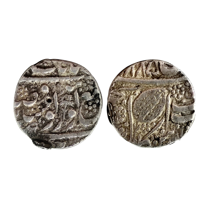Sikhs, Amritsar Mint, Silver, Rupee, VS 1889, Ry 69, not listed in H. Herrli. Ex-mount, Ve