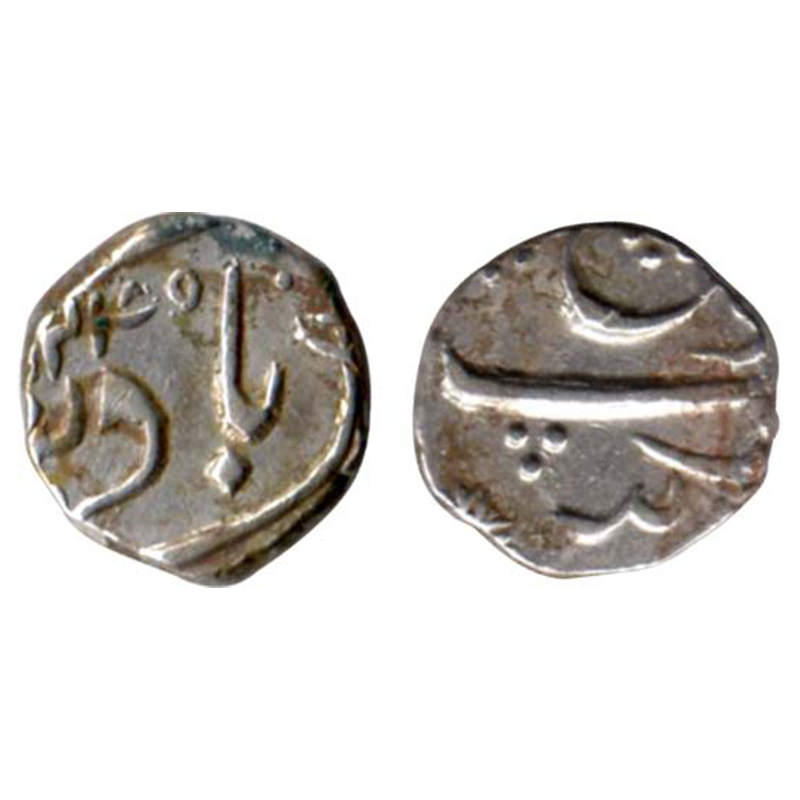 Baroda, Anand Rao, ½ Rupee, silver, AH (12)24, Petlad Mint, substantial part of mint name 