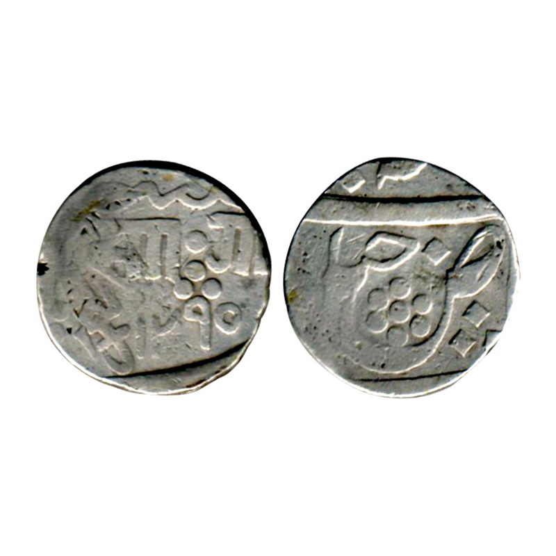 Baroda, Sayaji Rao III, Rupee, Silver, Rupee, AH 1295, Baroda Mint, Double struck, reverse