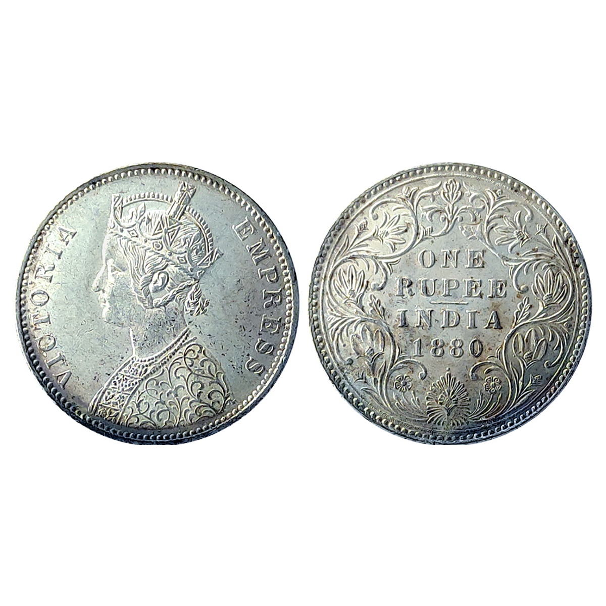 Victoria Empress, Silver, Rupee, 1880, Bombay Mint. Extremely Fine. ...