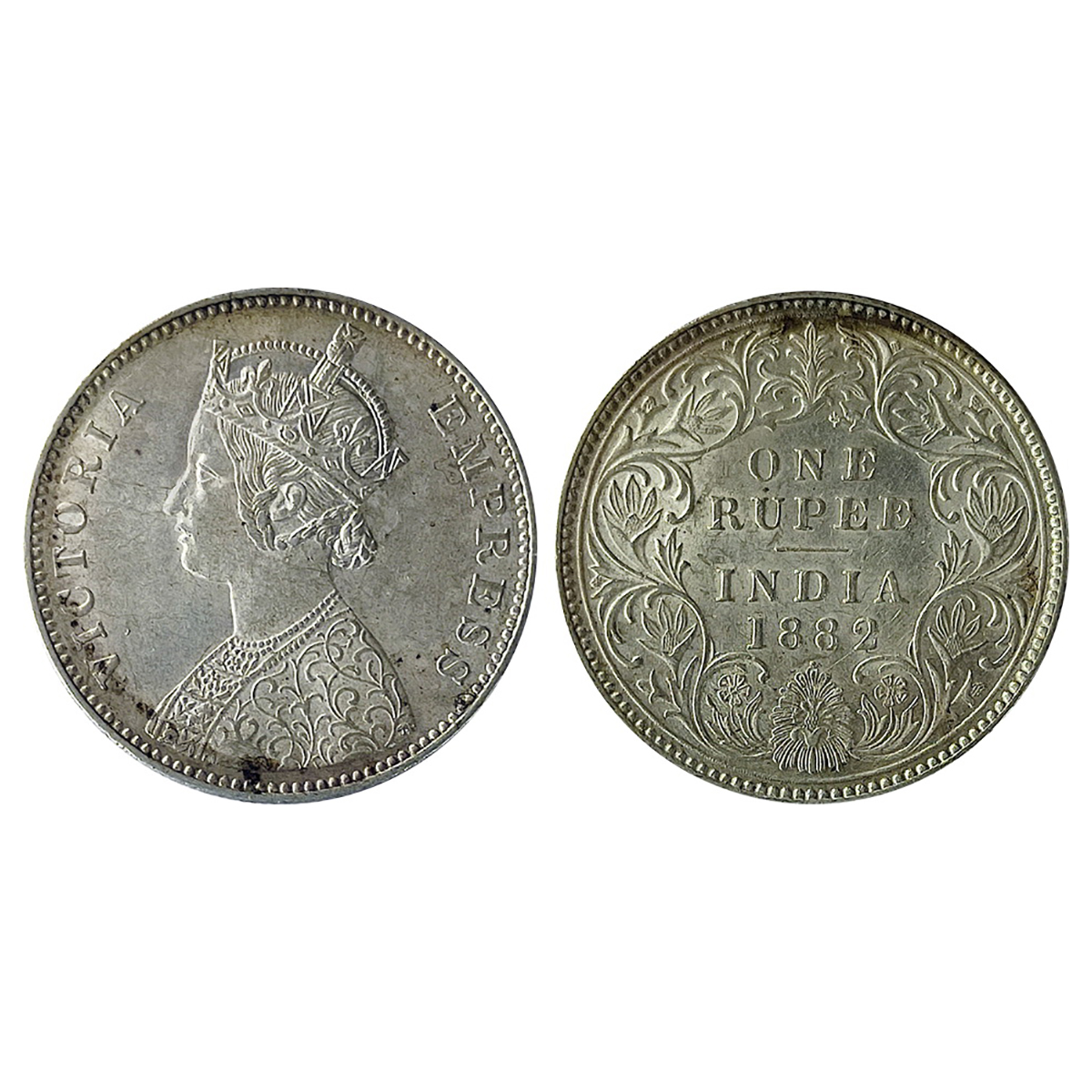 Victoria Empress, Silver, Rupee, 1882, Bombay Mint. Extremely Fine. ...