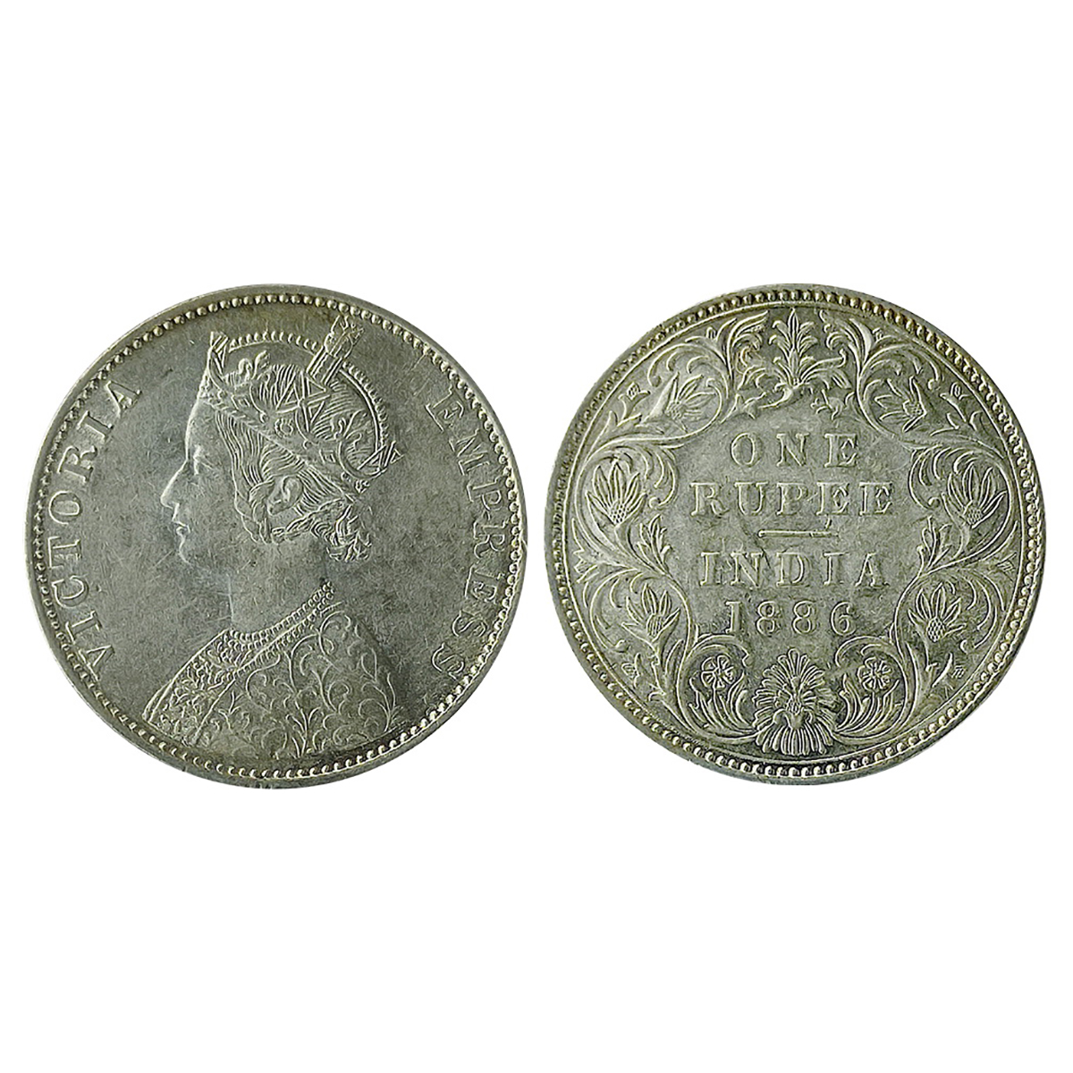 Victoria Empress, Silver, Rupee, 1886, Bombay Mint. UNC. ...