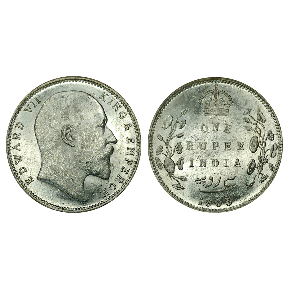 Edward VII, Silver, Rupee, 1903, Bombay Mint with “B” incused. BUNC with original lustre. 