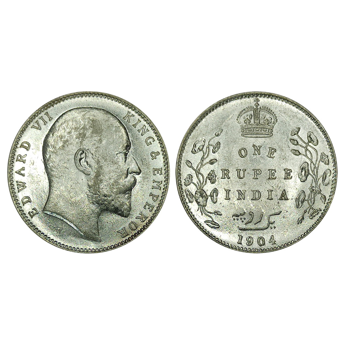 Edward VII, Silver, Rupee, 1904, Bombay Mint with “B” incused. BUNC with original lustre. 