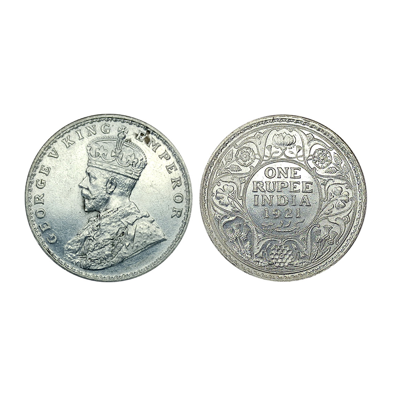 George V, Silver, Rupee, 1921, Bombay Mint with Dot mint mark. BUNC with original lustre. 