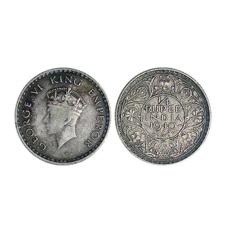 George VI, Silver, ½ Rupee, 1940, 1st Head, Bombay mint, Dot mint mark, Milled edge. About