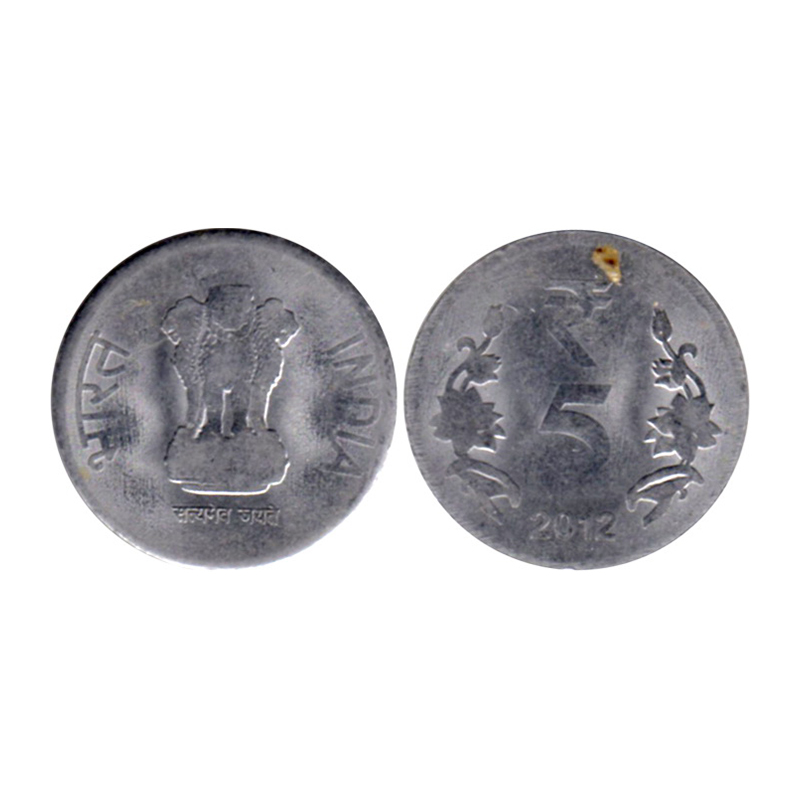 1 Rupee OMS, Stainless Steel, 3.76 g, 2012, Kolkata Mint, Definitive Issue. These coins we