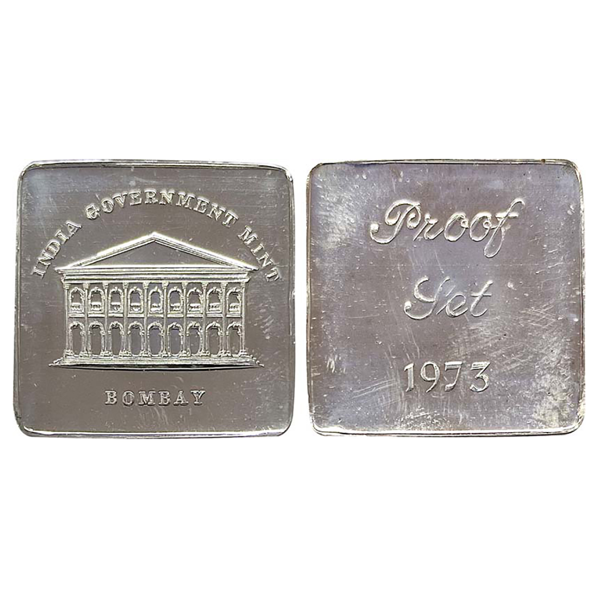 Aluminum, Bombay Mint Proof Set Token, Aluminium, 4.98 g, Mint building in the centre, wit