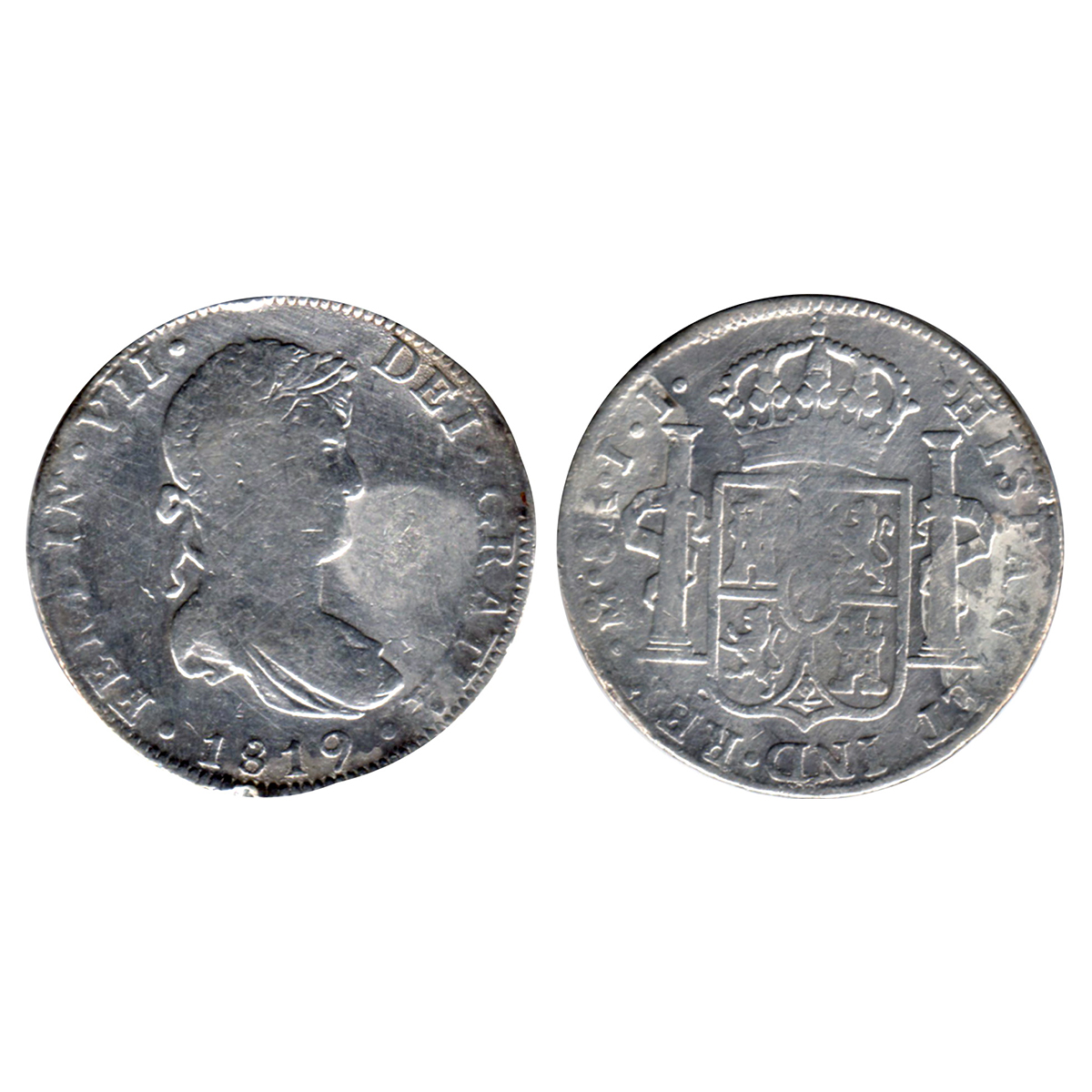 Mexico, Ferdinand VII, Silver 8 Reales, 27g, 1819. Very Fine+....
