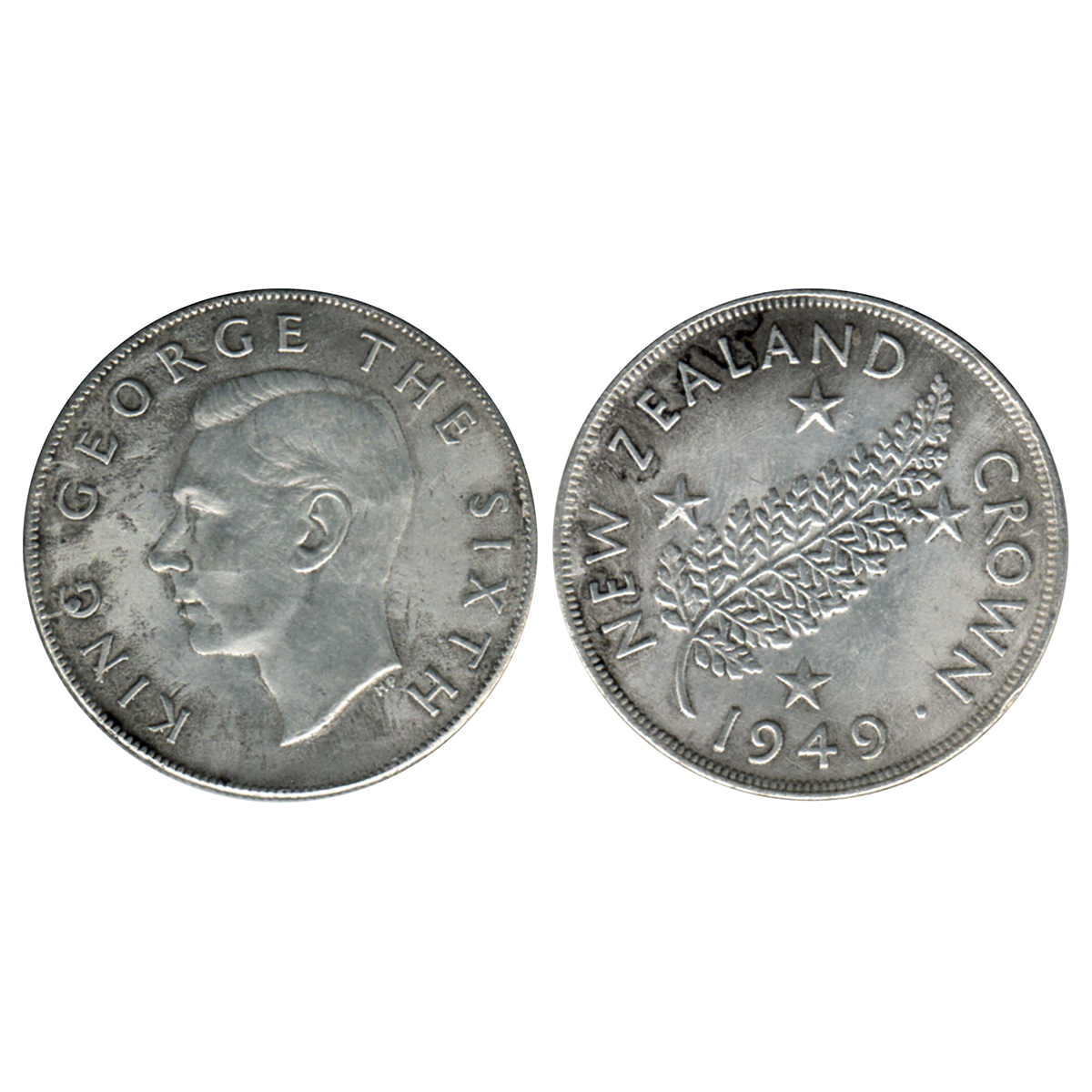 New Zealand, George VI, Silver 1 Dollar, 27.3g, 1949, Extremely Fine. Scarce....