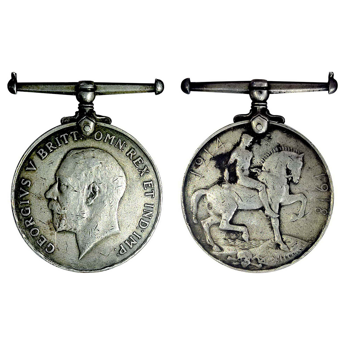 British India, British War Medal, George V, Silver, 1914-1918, portrait of the Emperor on 
