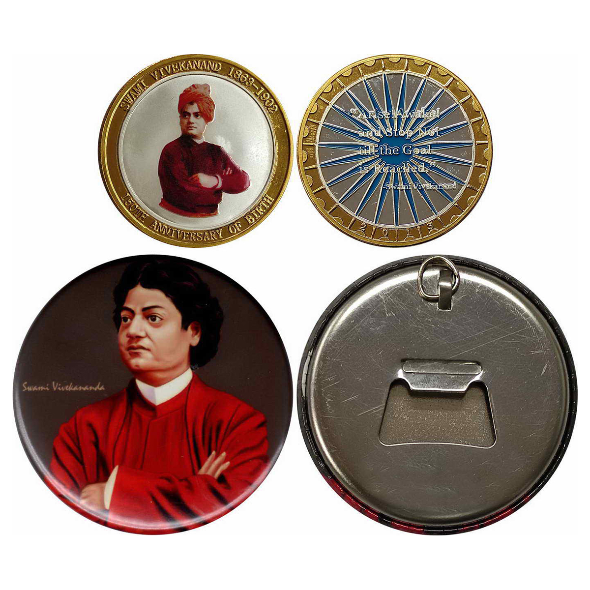 Swami Vivekananda Medals (2), Gold Gilt on Copper and Enamel, 26.83 g, 2013, Celebrating 1