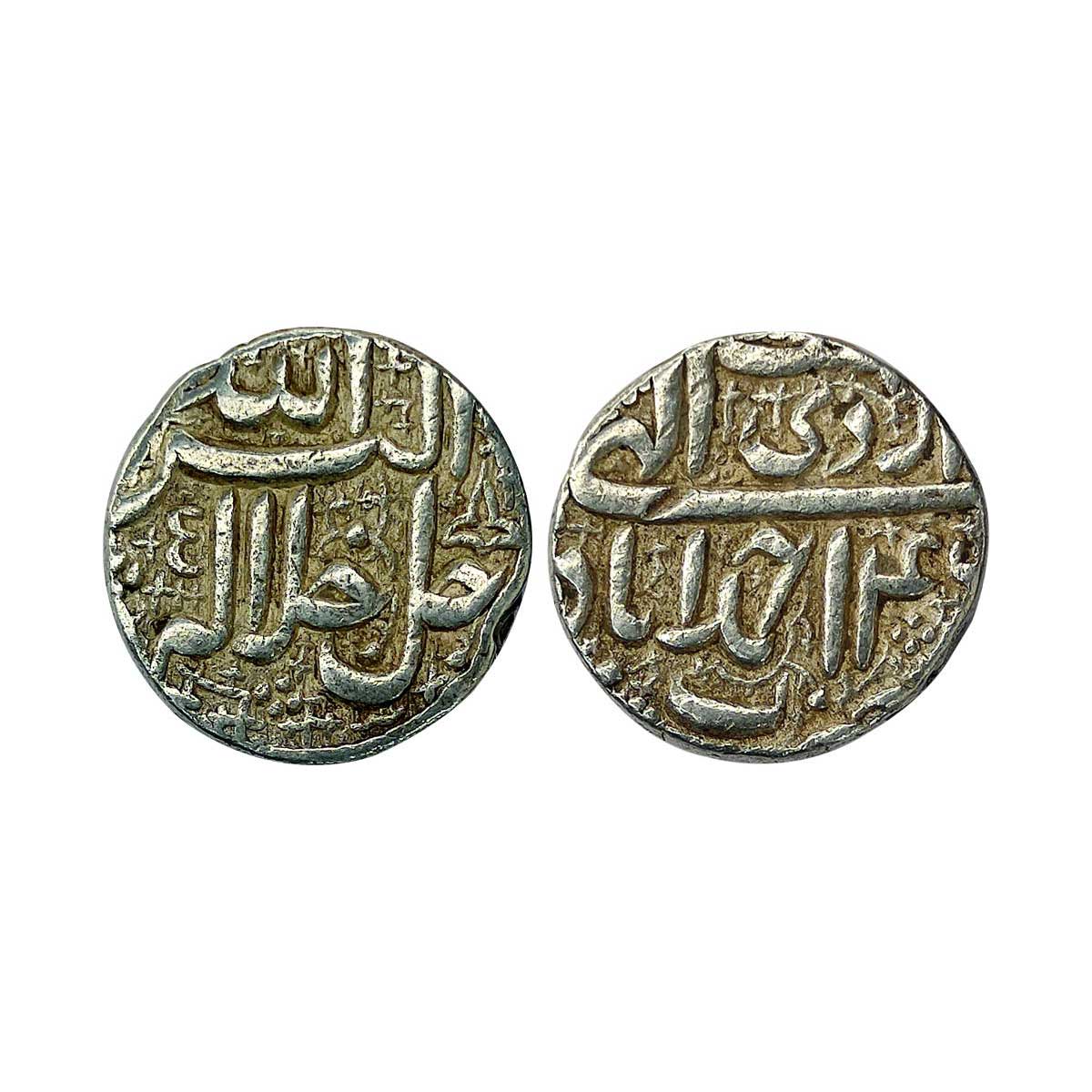 Mughals, Akbar, Silver, Rupee, Ahmedabad Mint, Allahu Akbar type, RY 46, Ardibihisht Month