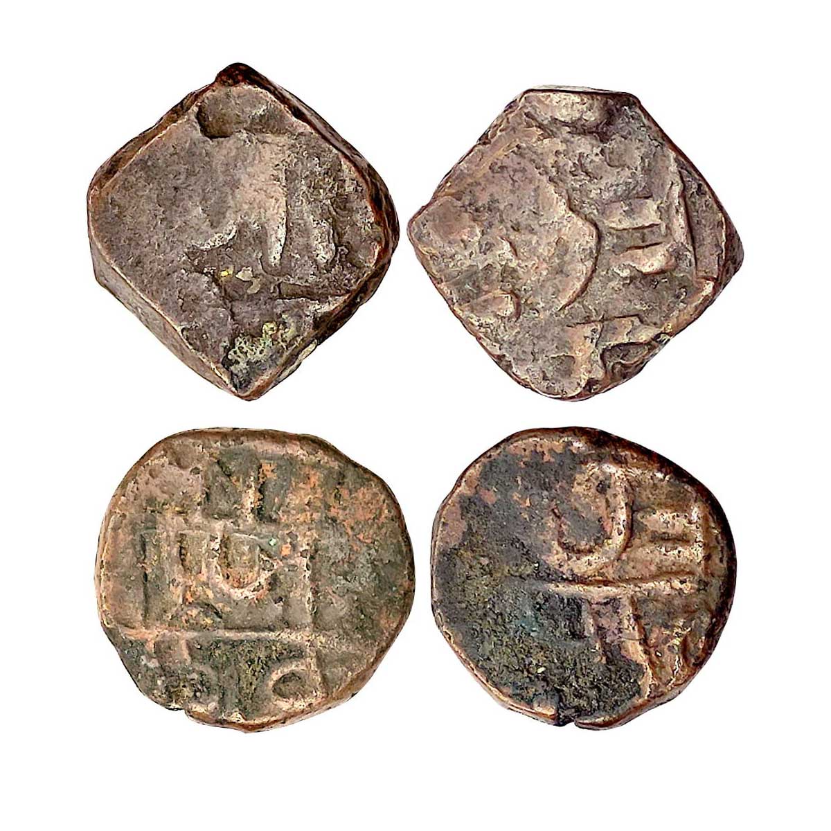 Marathas, Shivarai, Copper (2), 9.11 g & 8.34 g, Shivarai, Nagari legend Chhatra / pati on