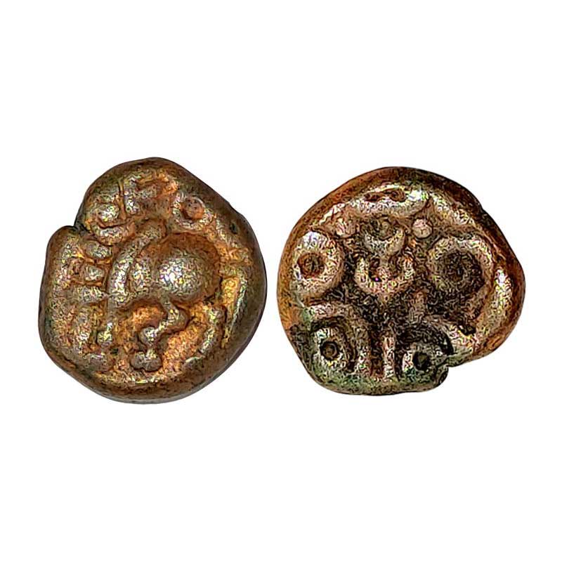 Marathas of Ginjee, Copper, 3.69 g, a stylised Lion to left on obverse, legend in Kannada,