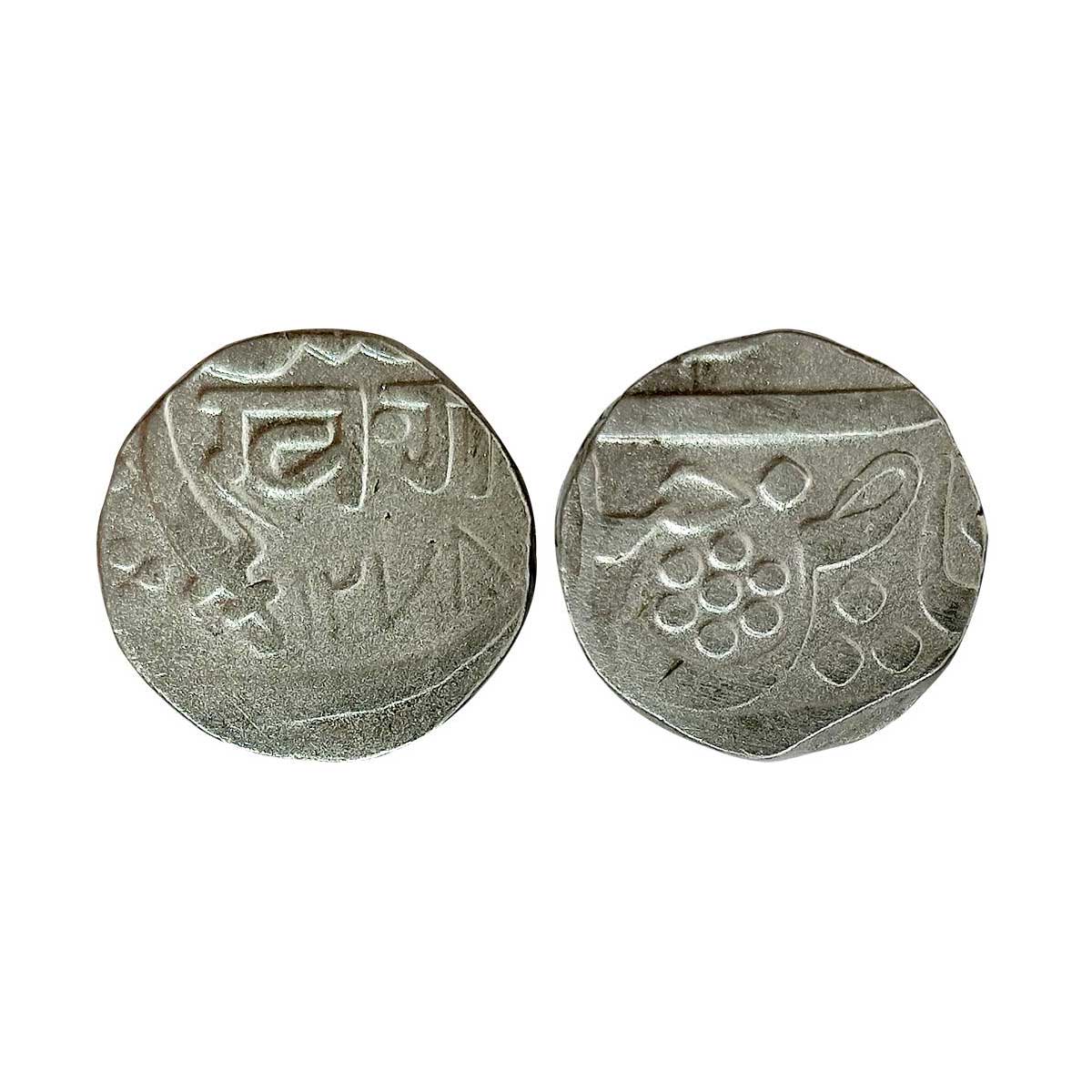 Baroda, Khande Rao, Silver, Rupee, Baroda Mint, Sena Khas Khel type, with Nagari initials 