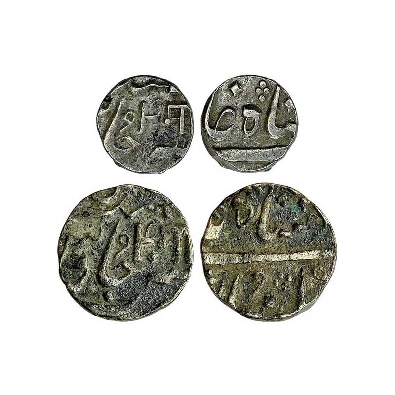 Baroda, Manaji Rao, Silver (2), Rupee & ½ Rupee, Baroda Mint, in the name of Shah Alam II,