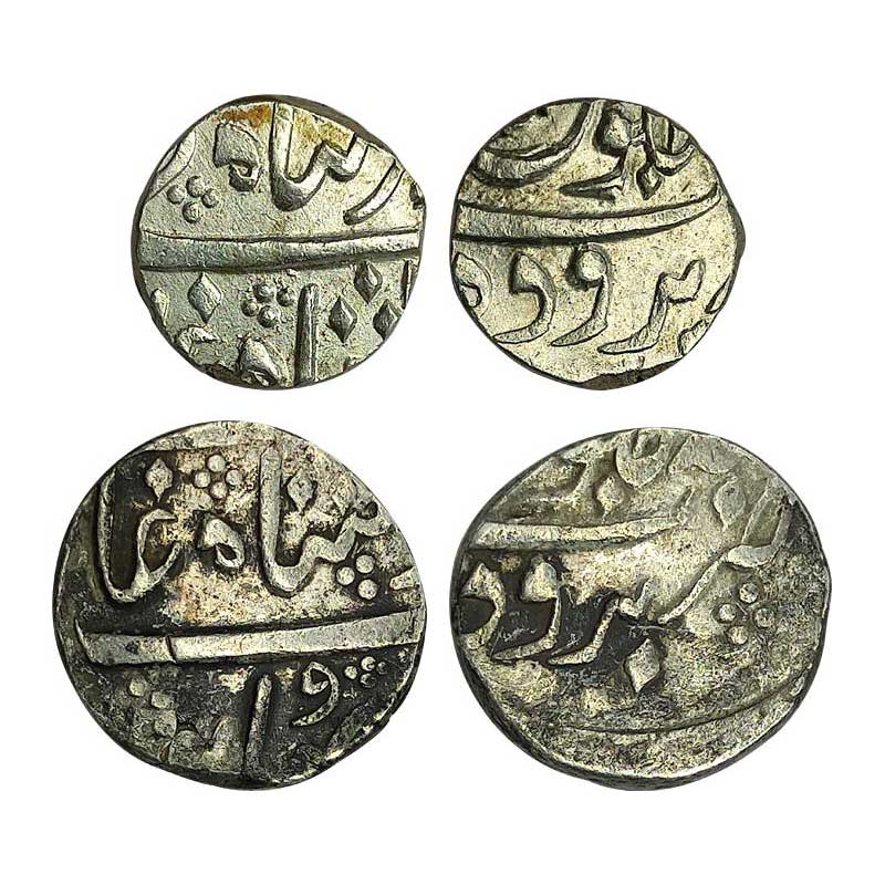 Baroda, Manaji Rao, Silver (2), Rupee & ½ Rupee, Baroda Mint, in the name of Muhammad Akba