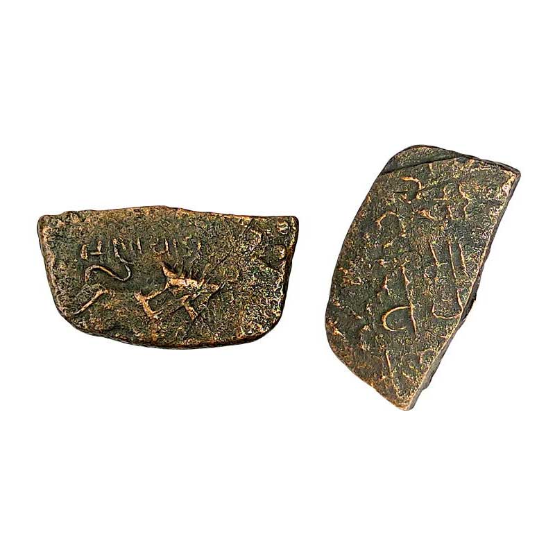 Lunawada, Wakhat Singhji (1867-1929 AD), Copper, 3.39 g, Square ½ Paisa, Lion type, with a