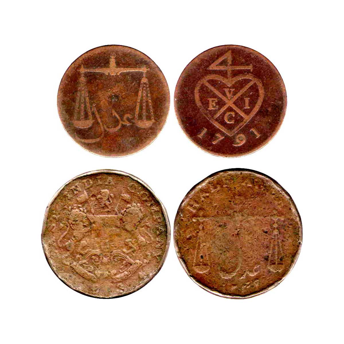 East India Company, Bombay Presidency, Copper (2), ½ Anna and 1 Pice. ½ Anna, 12.11 g, 183