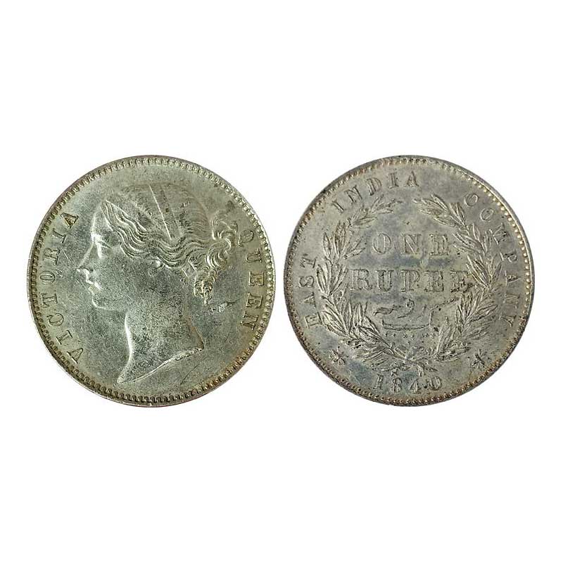 East India Company, Universal Coinage, Victoria Queen, Silver, Rupee, 1840, Madras Mint, D
