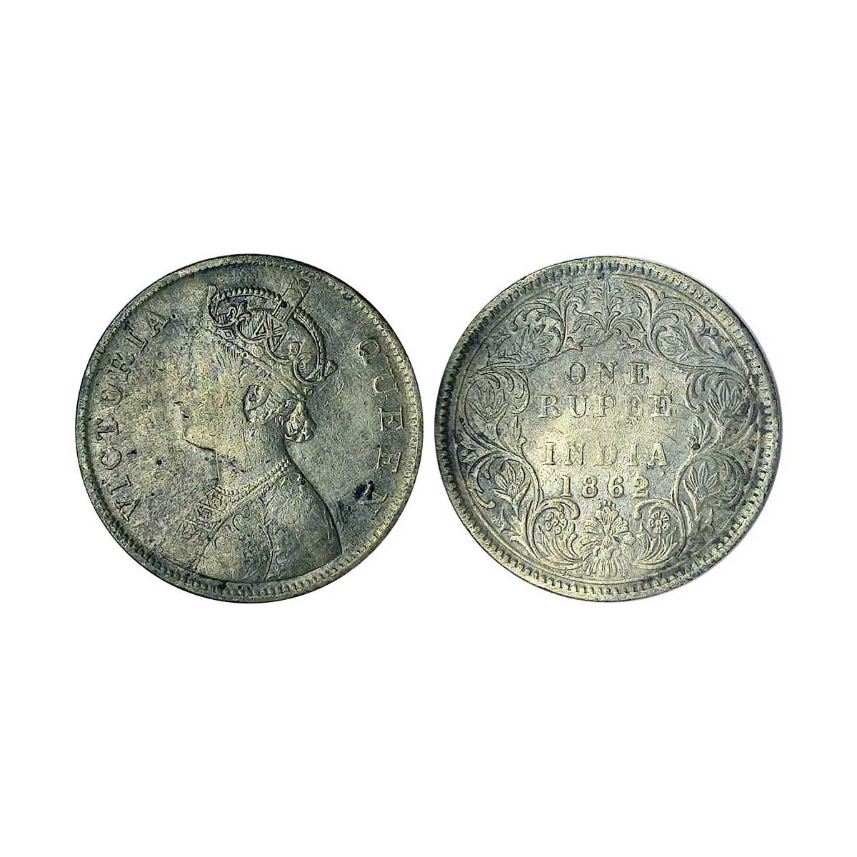 East India Company, Universal Coinage, Victoria Queen, Silver, Rupee, Bombay Mint, 1862, B