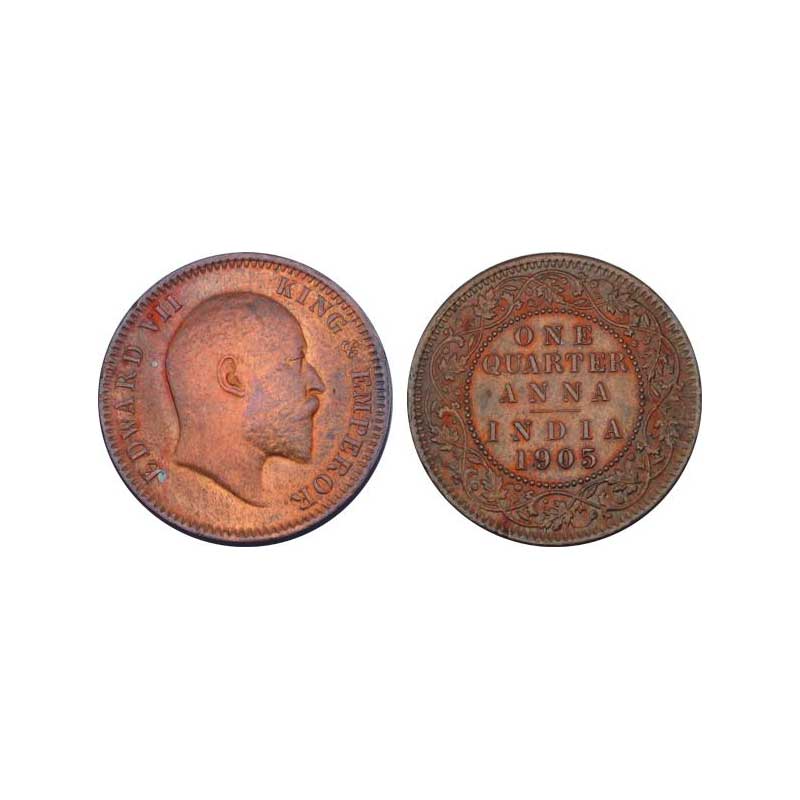 Edward VII, Copper, ¼ Anna, 1905, Bombay Mint (Pridmore# 649). About UNC, Scarce....