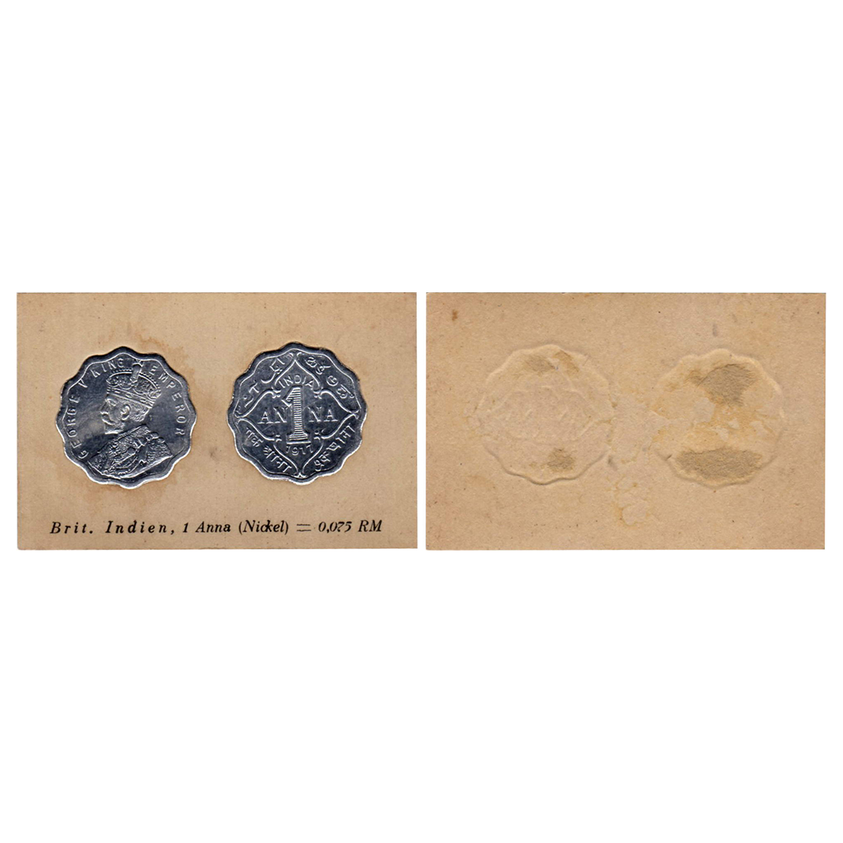 Cupro - Nickel, British India Theme Coin Card, Cigarette Cards, George V, Copper-Nickel, 1