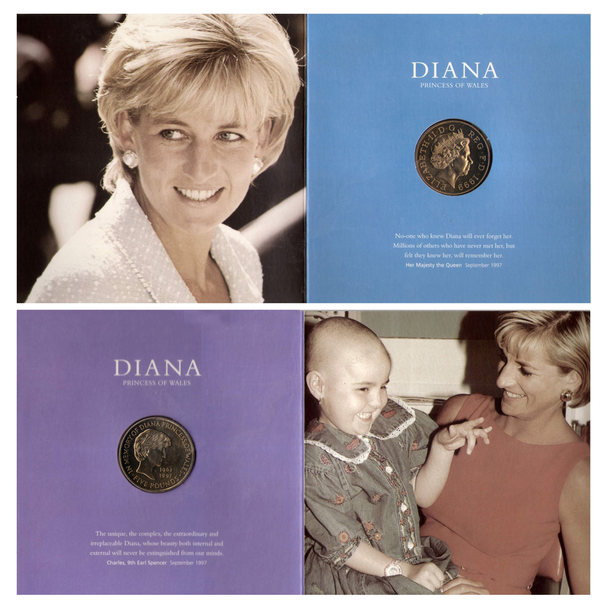 Cupro - Nickel, England, Diana Memorial Coin Set, Elizabeth II, 5 Pounds, Cupro-Nickel, 28
