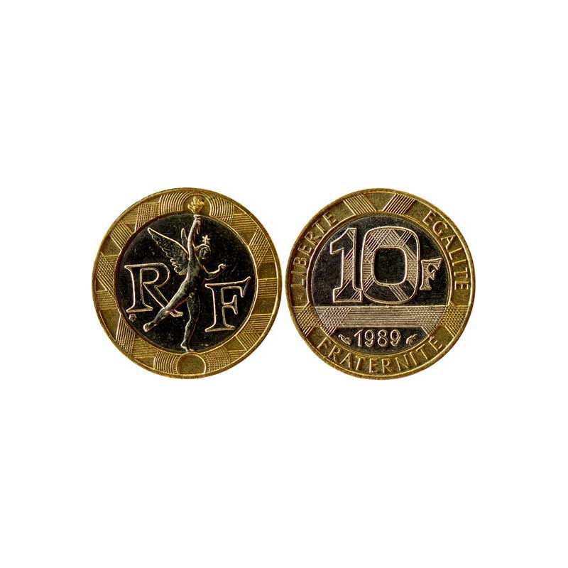 France, 10 Francs, bi-metal, 1990 and 1991, 6.5 g, Obv Nude angel and legend. Rev. Denomin